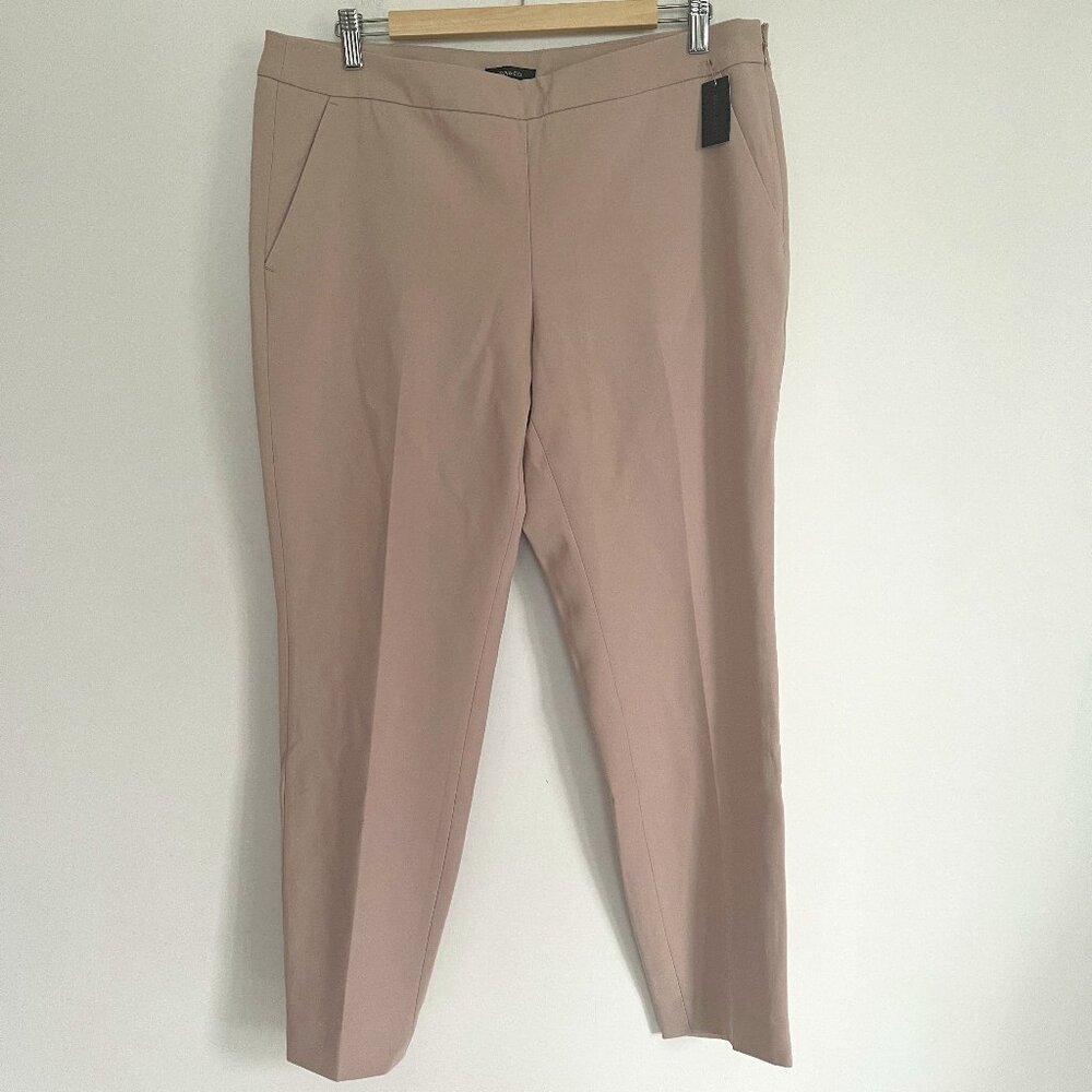 RW&Co. Women Beige Straight Leg Stretch Trousers Pants Size 14